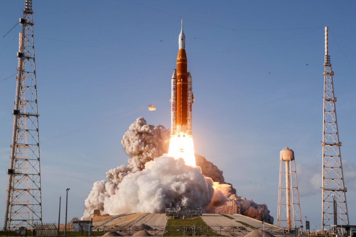 NASA's Artemis II rocket carrying the Orion spacecraft lifts off from Kennedy Space Center in Cape Canaveral, Fla., on April 1, 2026. (Joe Raedle/Getty Images)