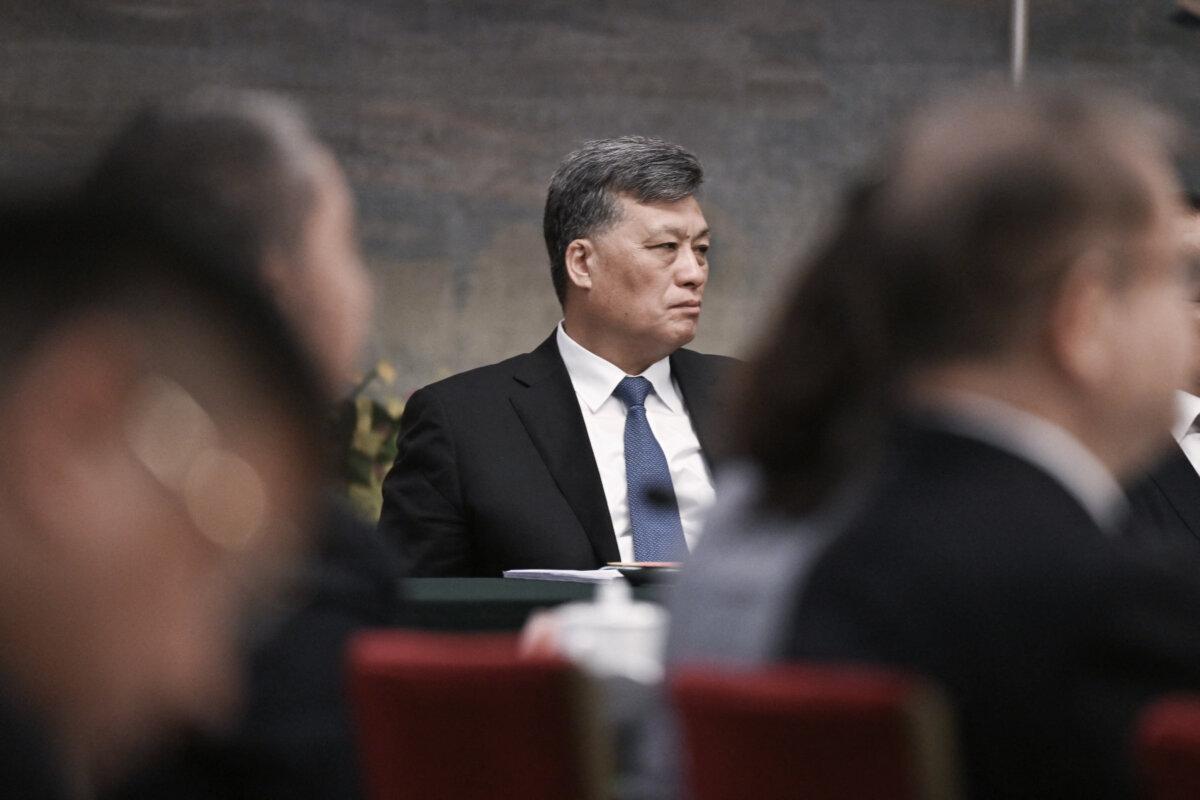 Xinjiang Communist Party Secretary Ma Xingrui attends the Xinjiang region delegation meeting during the 14th National People's Congress in Beijing on March 7, 2024. (Greg Baker/AFP via Getty Images)