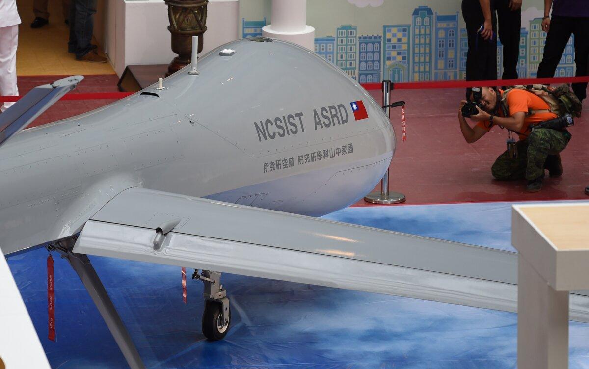 A drone is shown at a news conference by the 2015 Taipei Aerospace and Defense Technology Exhibition at the World Trade Center in Taipei, Taiwan, on Aug. 12, 2015. (Sam Yeh/AFP via Getty Images)