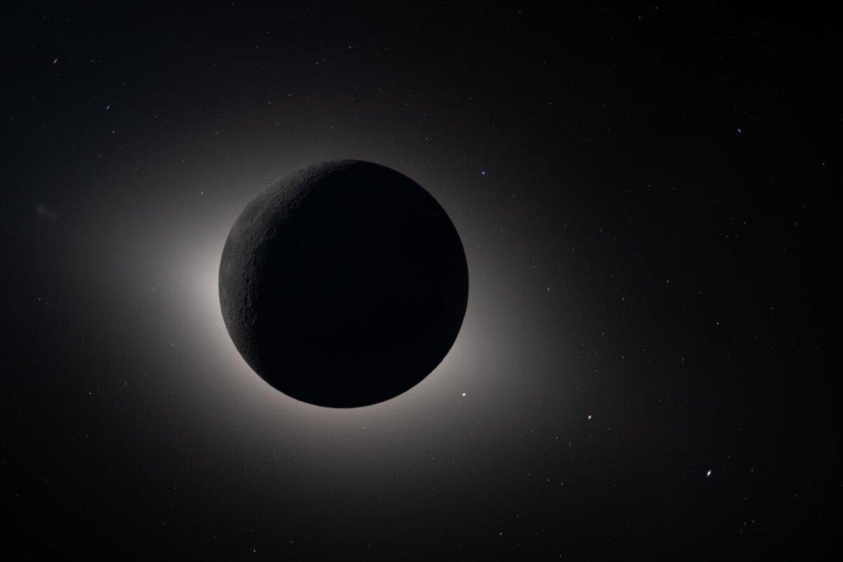Captured by the Artemis II crew during their lunar flyby on April 6, 2026, this image shows the moon fully eclipsing the sun. (Courtesy of NASA).