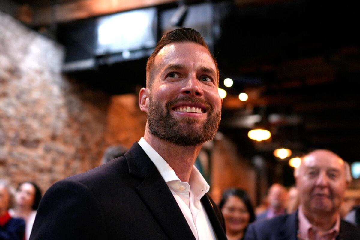Republican candidate Clay Fuller during an election night watch party in Ringgold, Ga., on April 7, 2026. (AP Photo/Mike Stewart)