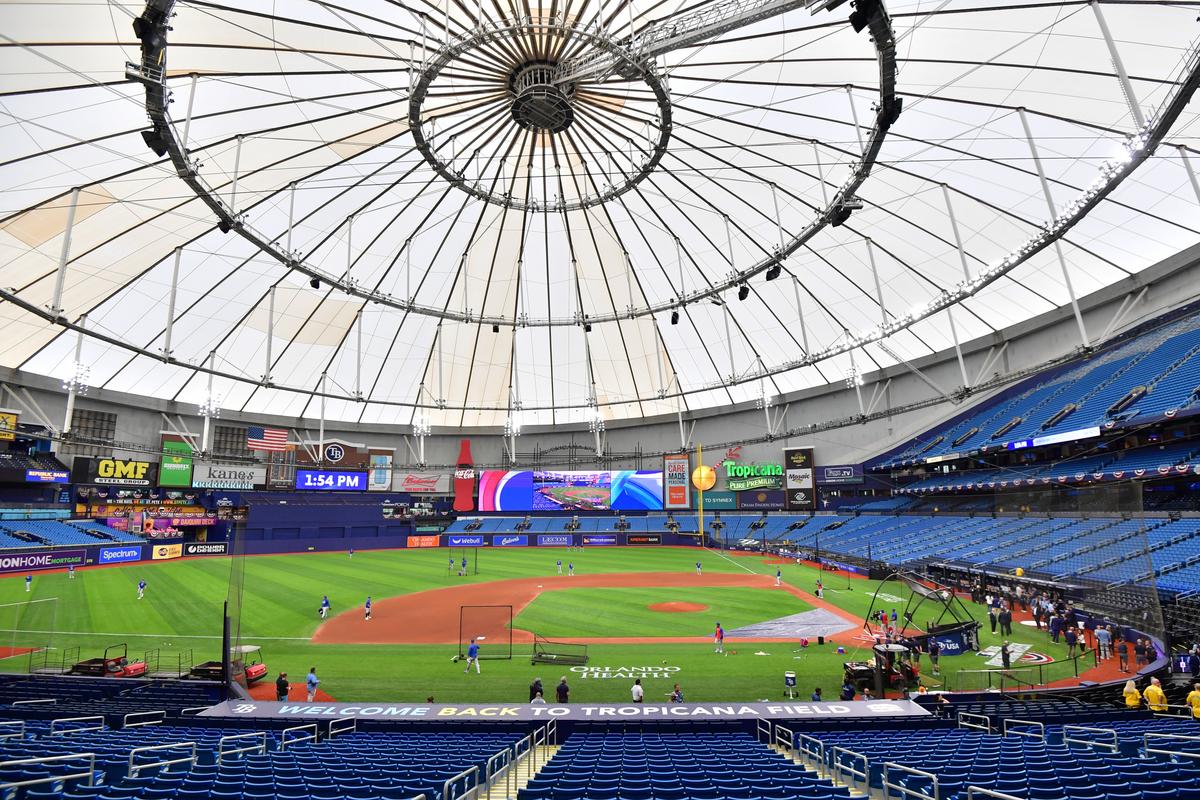 A general view at Tropicana Field prior to an MLB game between the Tampa Bay Rays and the Chicago Cubs in St. Petersburg, Fla., on April 6, 2026. (Julio Aguilar/Getty Images)