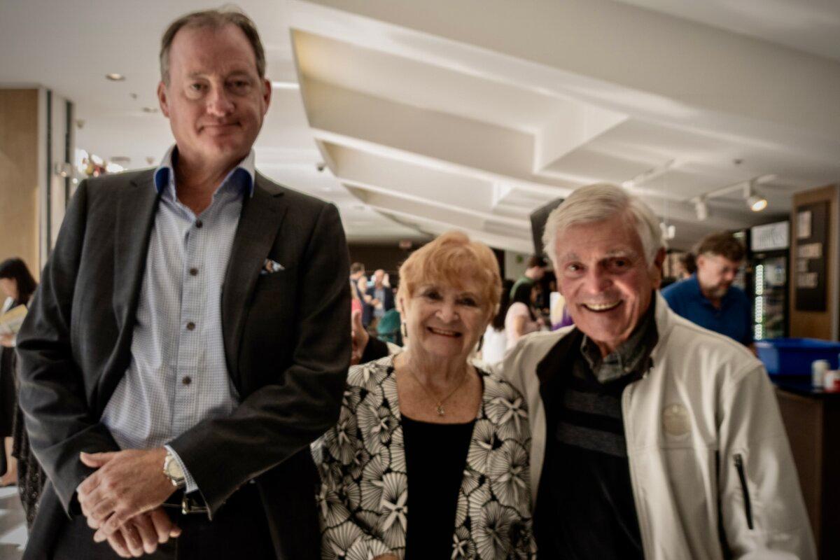 (L to R) Dana Panchyshyn, Mary McDonald, and her husband at the Shen Yun Performing Arts performance at Queen Elizabeth Theatre on April 9, 2026. (Jane Yang/The Epoch Times)
