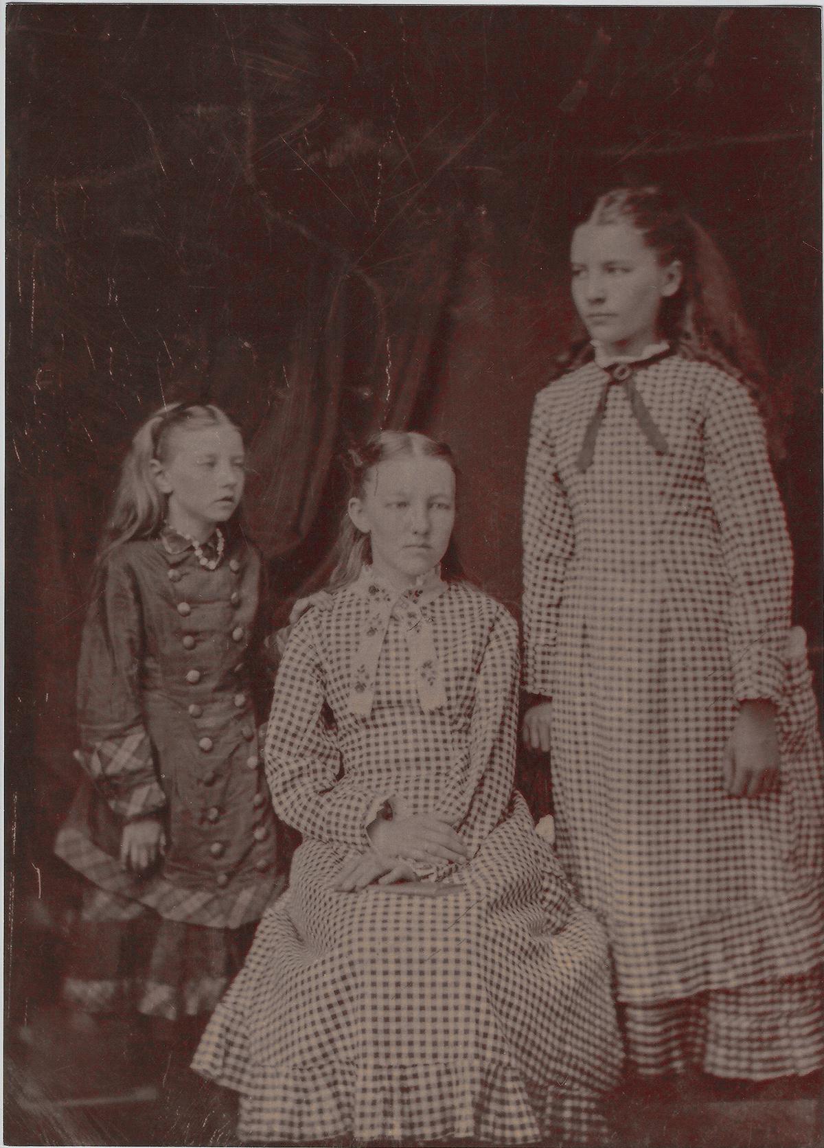 A circa 1881 photograph of the Ingalls daughters (Left to Right) Carrie, Mary, and Laura. (Laura Ingalls Wilder Home & Museum)