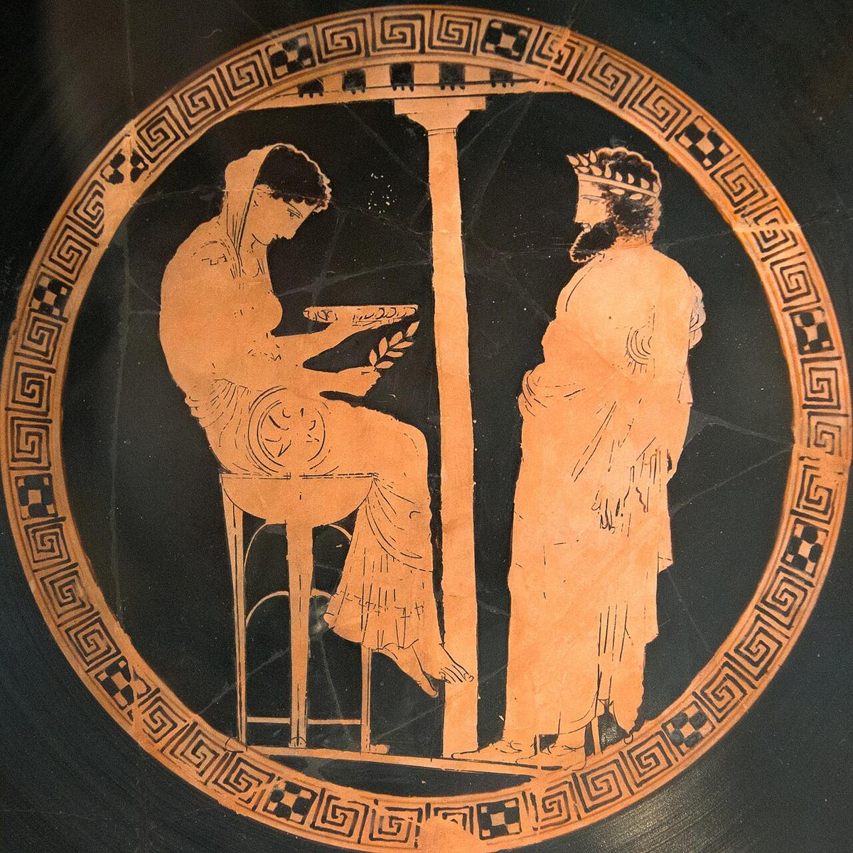 An attic red-figure kylix from ancient Italy, 440 BC–430 B.C. Kodros Painter. (<a href="https://commons.wikimedia.org/wiki/User:Zde">Zde</a>/<a href="https://creativecommons.org/licenses/by-sa/4.0/deed.en">CC BY-SA 4.0</a>)