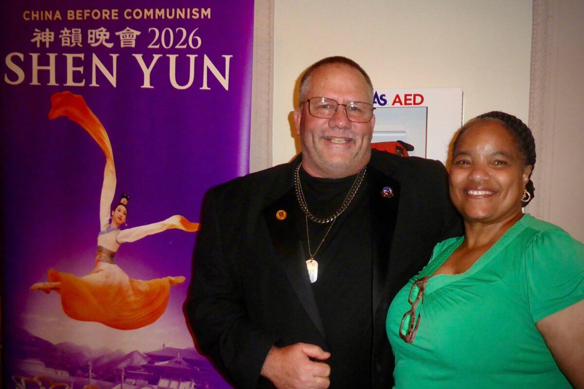 Scott Stevens and Marie Stevens at the Shen Yun Performing Arts performance at Miller Theater on April 16, 2026. (Frank Liang/The Epoch Times)