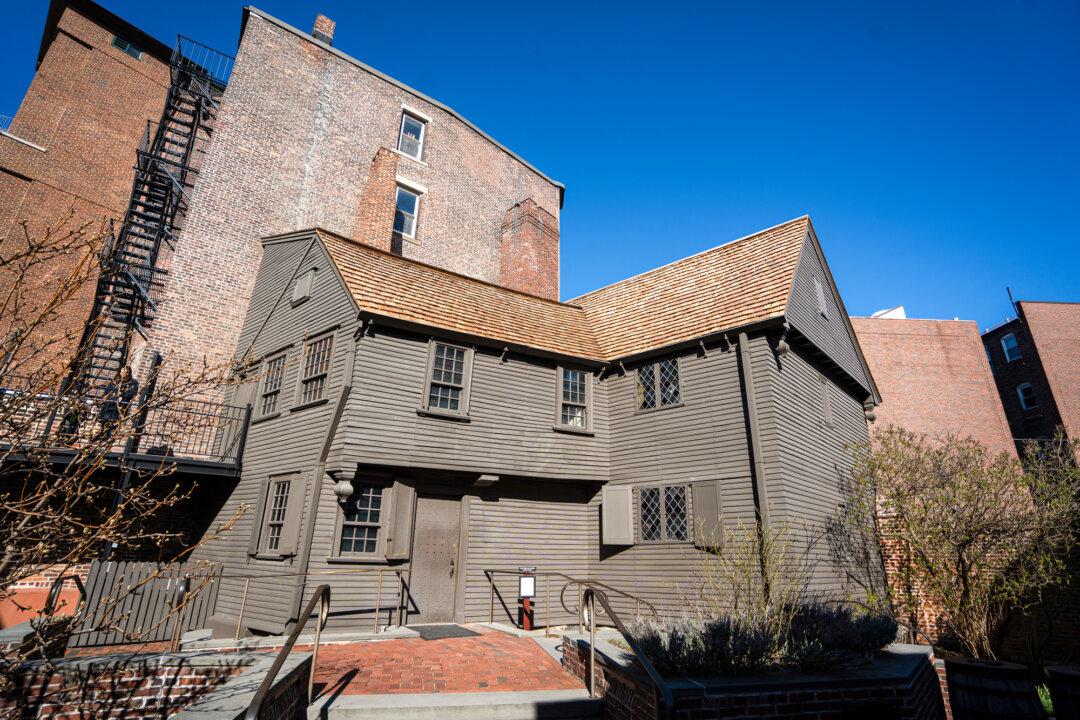 The Paul Revere House in Boston on April 8, 2026. Built in the 17th century, the wooden Revere home is the oldest building in downtown Boston, according to the Paul Revere House historical site. (Samira Bouaou/The Epoch Times)
