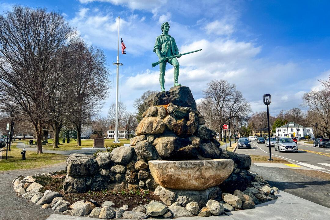 The Lexington Battle Green, where the Battles of Lexington and Concord began, in Lexington, Mass., on March 26, 2025. (Learner Liu/The Epoch Times)