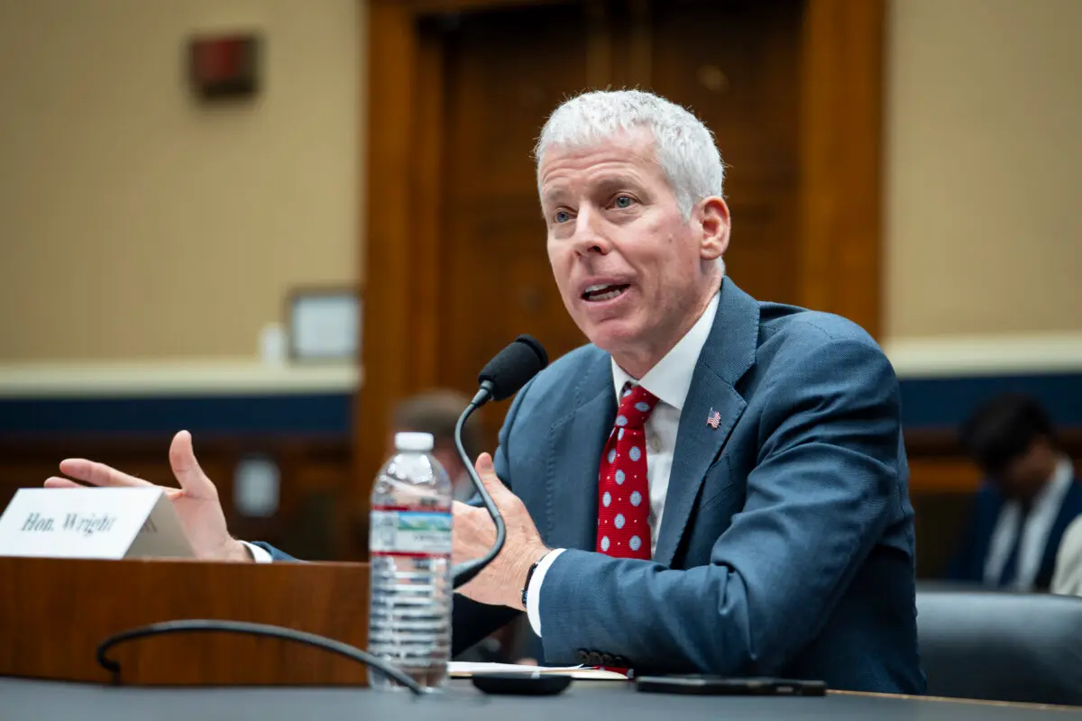 Energy Secretary Chris Wright testifies on Capitol Hill on April 16, 2026. (Madalina Kilroy/The Epoch Times)