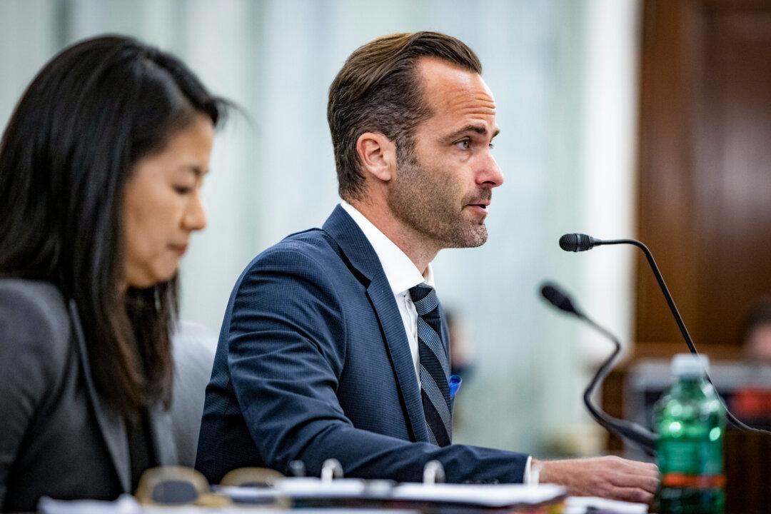 Michael Beckerman, vice president and head of public policy at TikTok, testifies before a Senate subcommittee on Consumer Protection, Product Safety, and Data Security hearing in Washington on Oct. 26, 2021. (Samuel Corum/Getty Images)