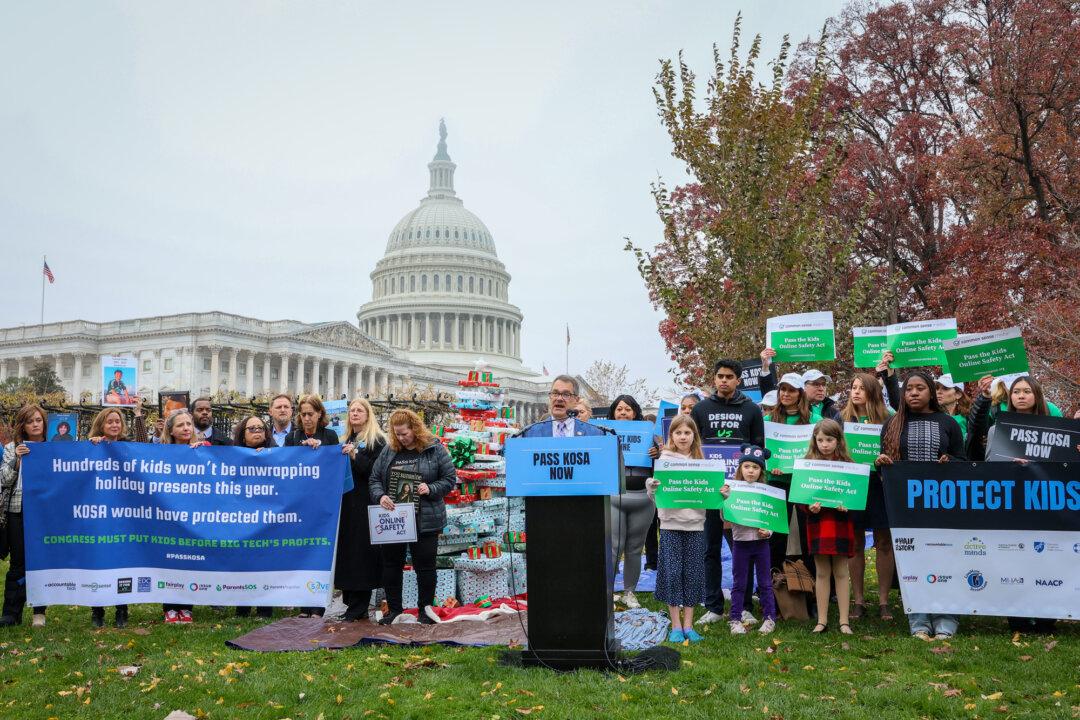 Rep. Gus Bilirakis (R-Fla.) speaks during a rally held in support of the Kids Online Safety Act on Capitol Hill in Washington on Dec. 10, 2024. (Jemal Countess/Getty Images for Accountable Tech)