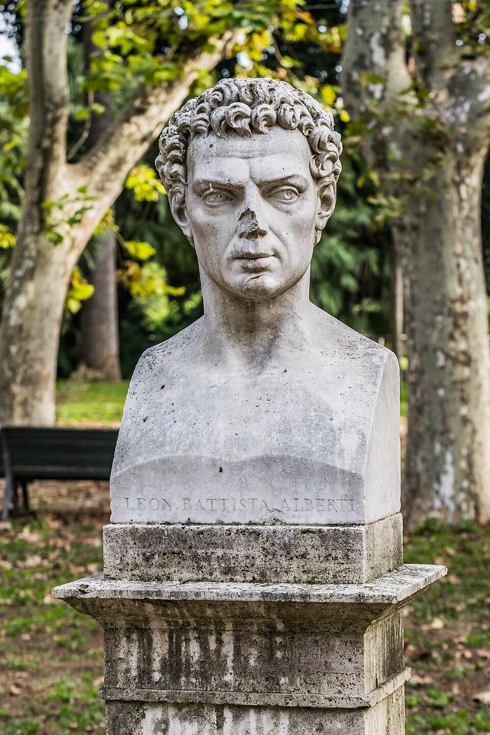 A bust of Leon Battista Alberti in the garden of Villa Borghese in Rome. (<a href="https://commons.wikimedia.org/wiki/User:Tournasol7">Krzysztof Golik</a>/<a href="https://creativecommons.org/licenses/by-sa/4.0/deed.en">CC BY-SA 4.0</a>)
