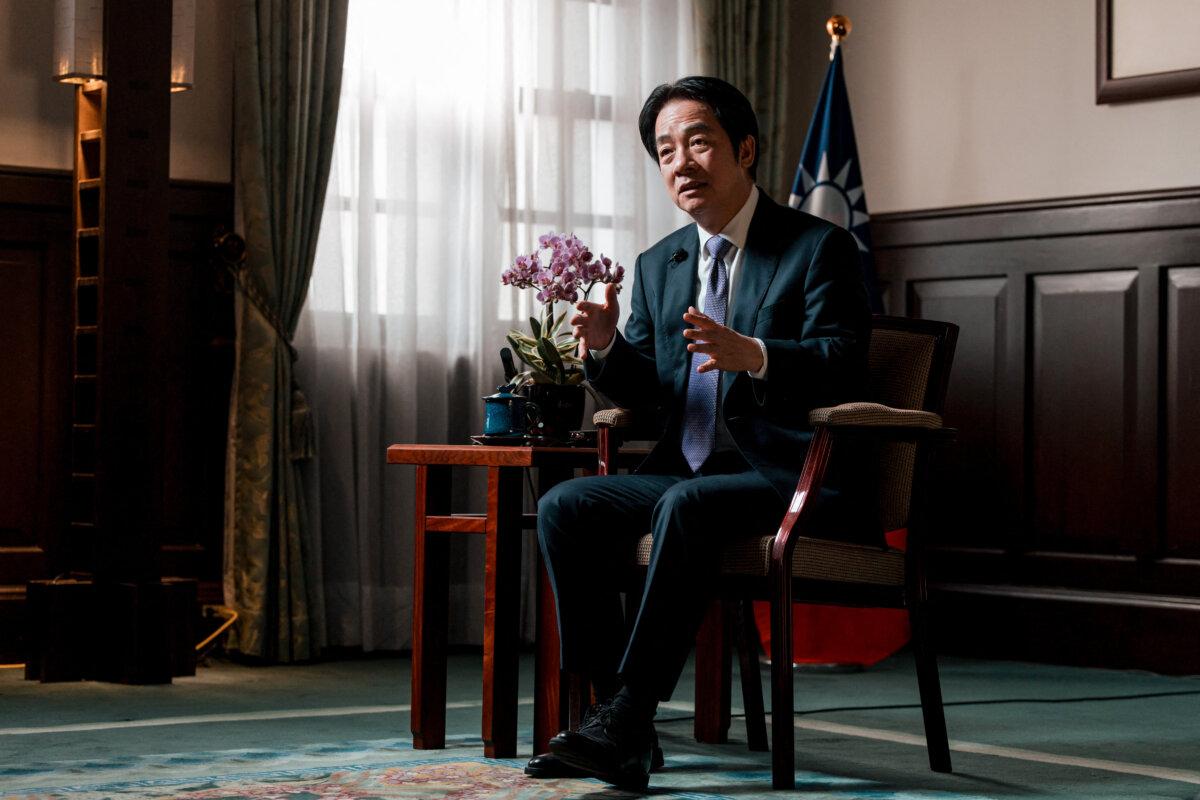 Taiwanese President Lai Ching-te speaks during an interview in Taipei on Feb. 10, 2026. (Yu Chen Cheng/AFP via Getty Images)