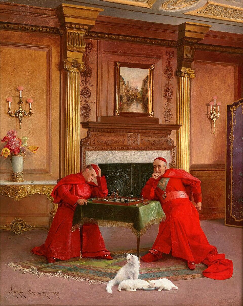 "The Chess Game," 1900, by Georges Croegaert. (Public Domain)