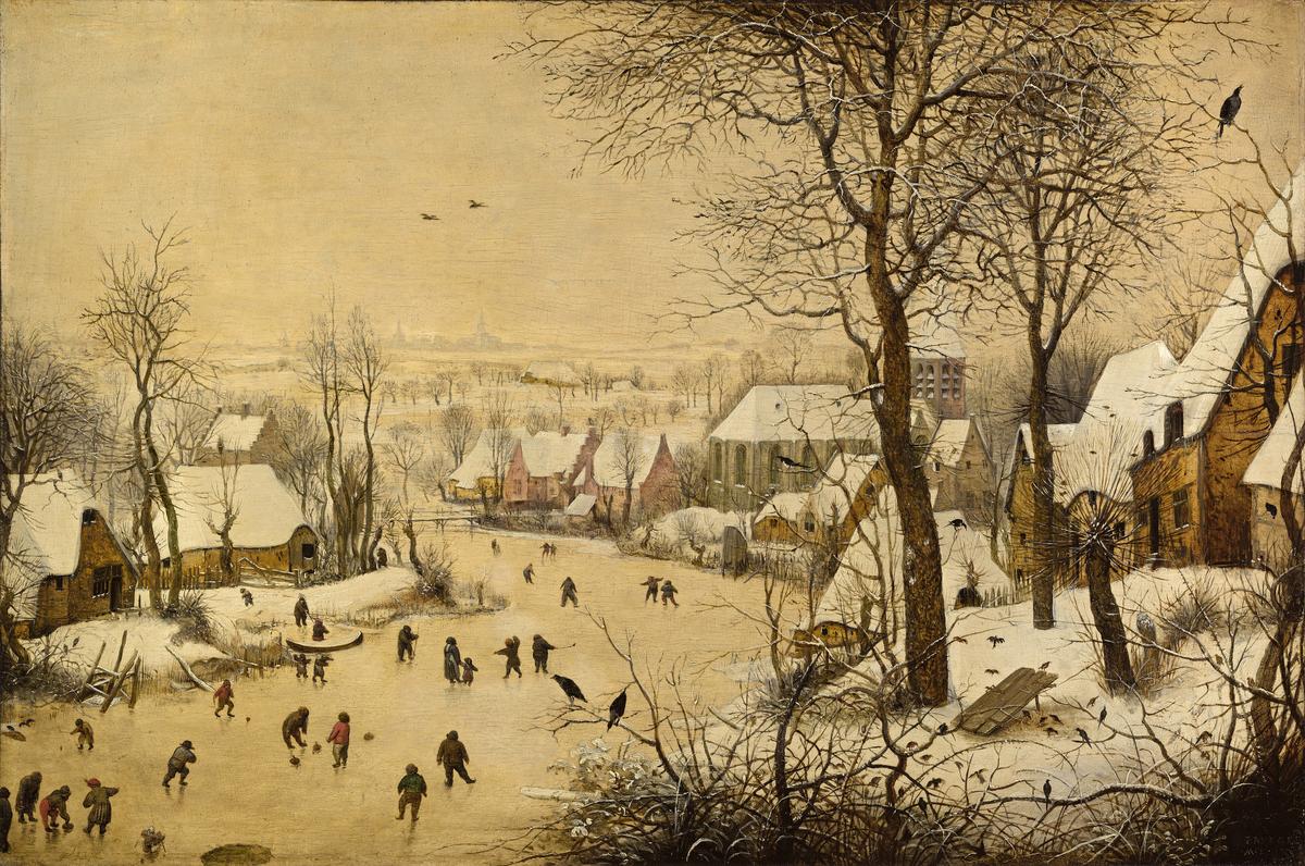 "Winter Landscape With a Bird Trap," 1565, by Pieter Brueghel the Elder. Oil on panel; 29 1/2 inches by 35 7/16 inches. Royal Museums of Fine Arts of Belgium, Brussels. (Public Domain)