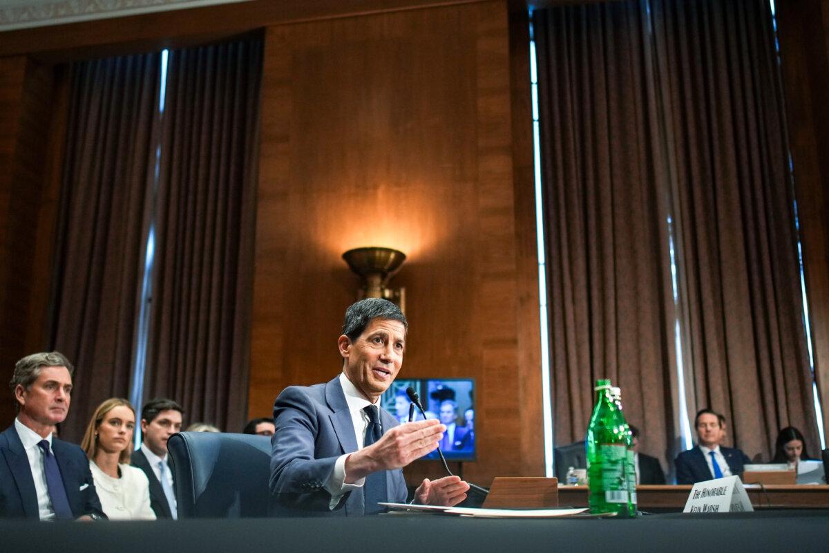 Kevin Warsh, President Donald Trump's nominee for chair of the Federal Reserve, testifies during his Senate confirmation hearing in Washington on April 21, 2026. (Andrew Harnik/Getty Images)