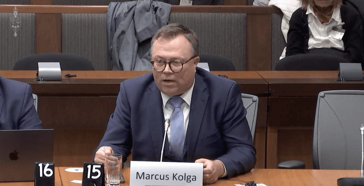 Marcus Kolga, senior fellow at the Ottawa-based think tank Macdonald-Laurier Institute, testifies before the House of Commons Subcommittee on International Human Rights in Ottawa on April 20, 2026. (House of Commons/Screenshot via The Epoch Times)