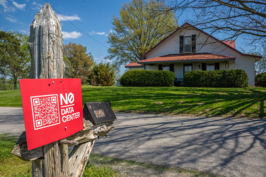 The farm of Ida Huddleston and her daughter Delsia Bare is shown on Big Pond Pike in Maysville, Ky., on April 10, 2026. Residents nationwide are seeing rural landscapes transformed by large data centers that require significant electricity while creating relatively few long-term jobs, Max Moran said. (Glenn Hartong for The Epoch Times)