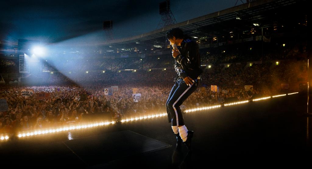Michael Jackson (Jaafar Jackson) in a performance, in "Michael." (Lionsgate)