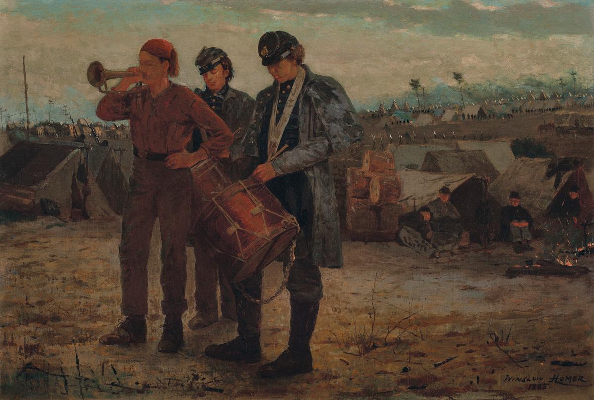 "Sounding Reveille," 1871, by Winslow Homer. Oil on canvas. (Public Domain)