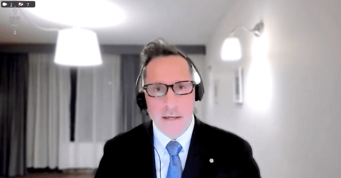 Stephen Nagy, a senior fellow with the Ottawa-based think tank Macdonald-Laurier Institute, testifies before the House of Commons Standing Committee on Foreign Affairs and International Development in Ottawa on April 21, 2026. (House of Commons/Screenshot via The Epoch Times)