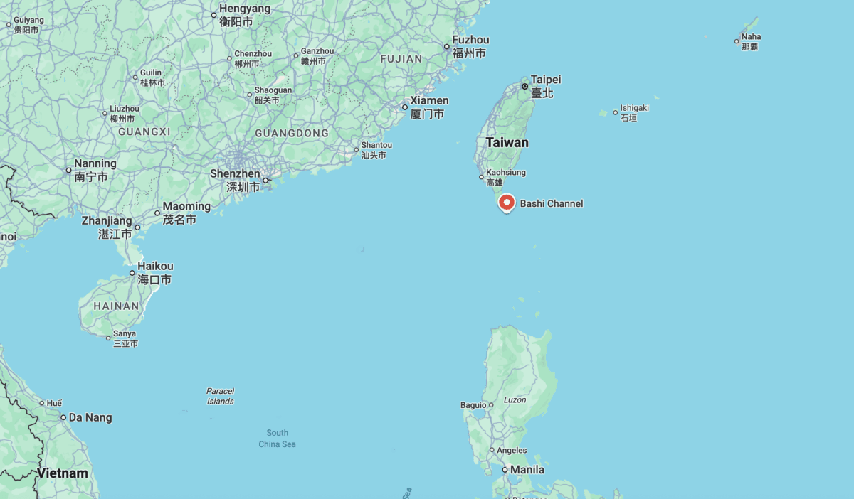 The Bashi Channel on a Google Map. (Screenshot, The Epoch Times)