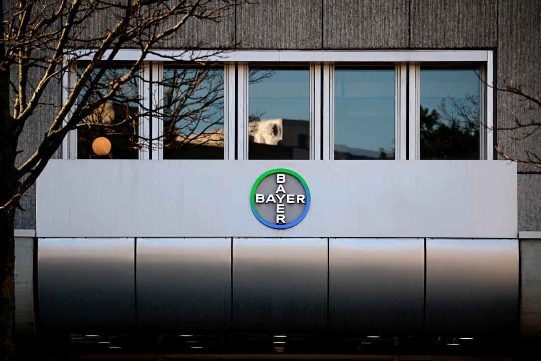 The Bayer logo is displayed at the company’s site in Berlin on March 4, 2026. The Supreme Court will hear arguments on April 27 in a case involving Monsanto, acquired by Bayer in 2018, over claims the company failed to warn that its glyphosate-based herbicides could cause cancer. (Tobias Schwarz/AFP via Getty Images)