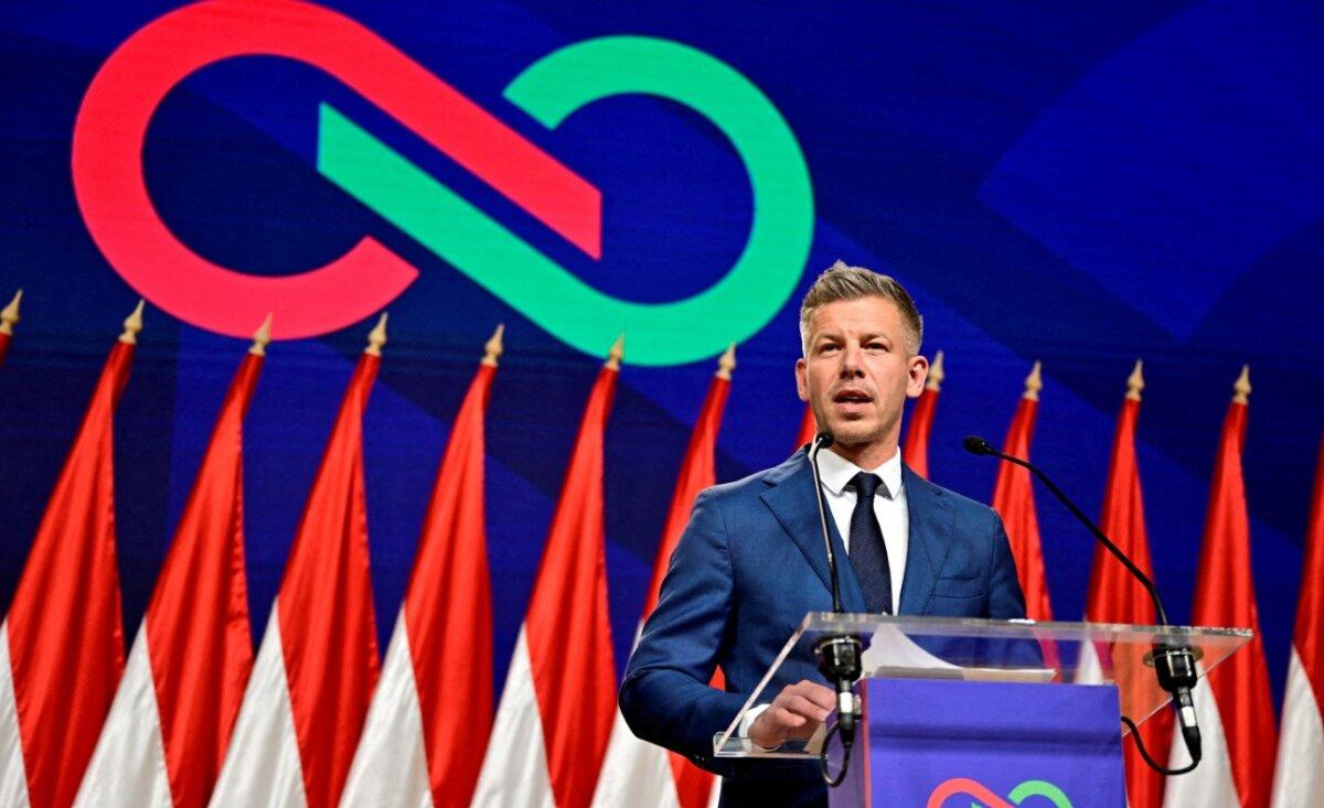Peter Magyar, Hungary's new prime minister and leader of the Tisza Party, speaks during a press conference—after Hungary's then Prime Minister Viktor Orban conceded defeat in the national election—in Budapest, Hungary, on April 13, 2026. (Marton Monus/Reuters)