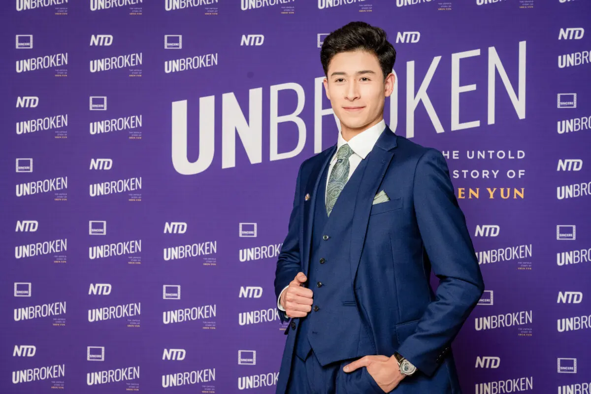 Shen Yun dancer Lucas Browde at the Canadian premiere of the documentary "Unbroken: The Untold Story of Shen Yun" at Hotel X Toronto on April 22, 2026. (Courtesy of Evan Ning)