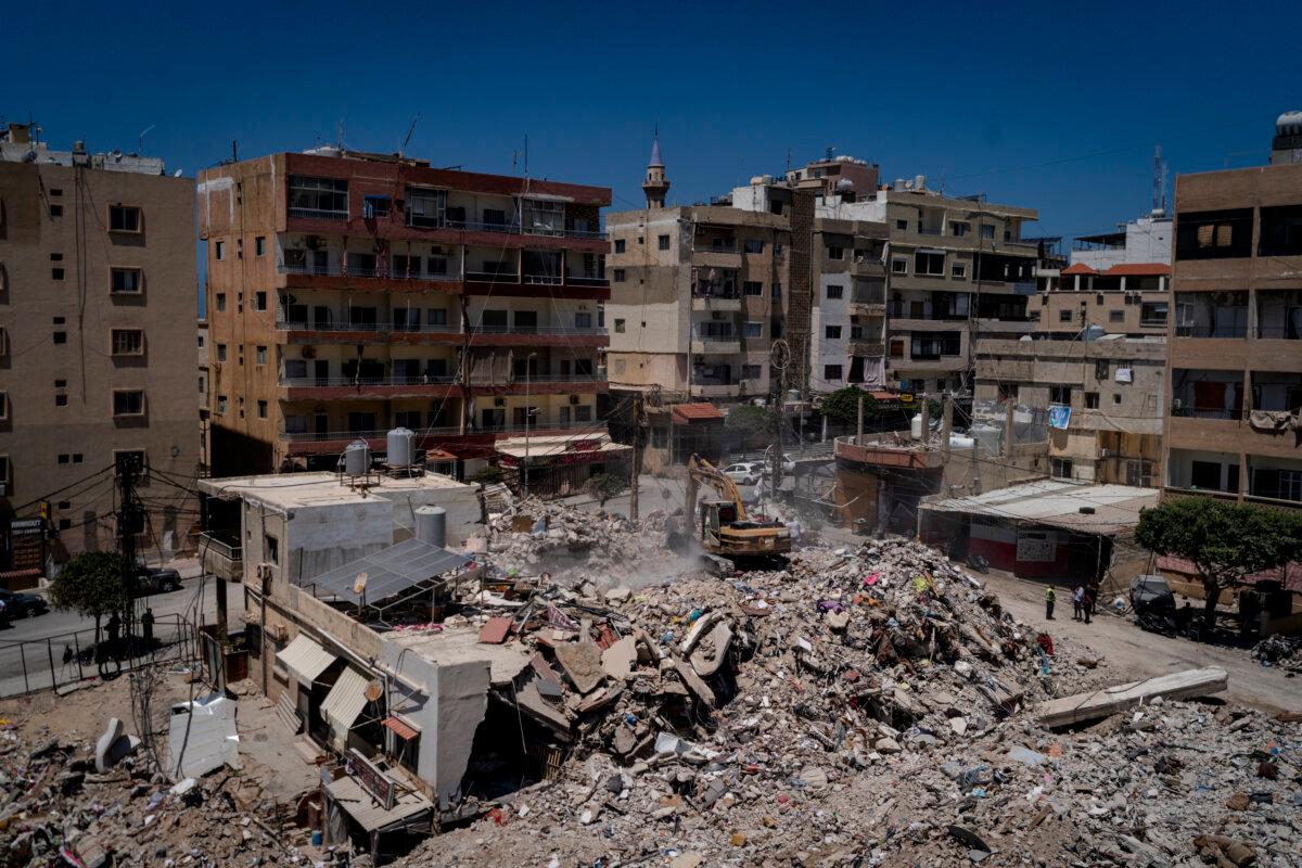The aftermath of an Israeli airstrike where 30 people died in Tyre, Lebanon, on April 23, 2026. (Adri Salido/Getty Images)