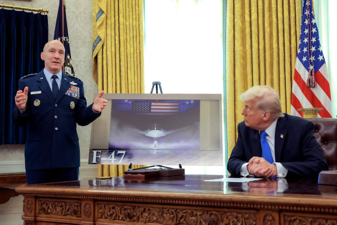 U.S. Air Force Chief of Staff Gen. David Allvin speaks alongside President Donald Trump in the Oval Office on March 21, 2025. Trump announced F-47, a sixth-generation fighter intended to replace the F-22 Raptor, for the Next Generation Air Dominance program. (Anna Moneymaker/Getty Images)