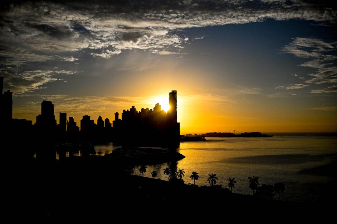 The sun rises over the city skyline in Panama City on April 24, 2026. (Photo by MARTIN BERNETTI / AFP via Getty Images)