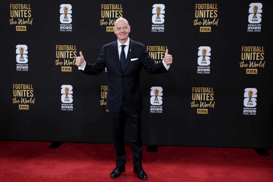 FIFA President Gianni Infantino poses on the red carpet prior to the FIFA World Cup 2026 Final Draw at John F. Kennedy Center for the Performing Arts in Washington on Dec. 5, 2025. Federal lawmakers recently asked Infantino to address the World Cup’s high admission prices. (Kevin Dietsch/Getty Images)