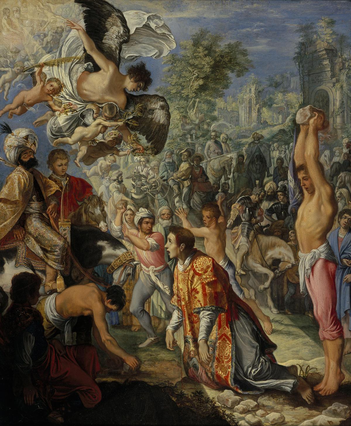 "The Stoning of Saint Stephen," circa 1603 1604, by Adam Elsheimer. Oil on copper; 13 11/16 inches by 11 1/4 inches. Scottish National Gallery, Edinburgh. (Public Domain)