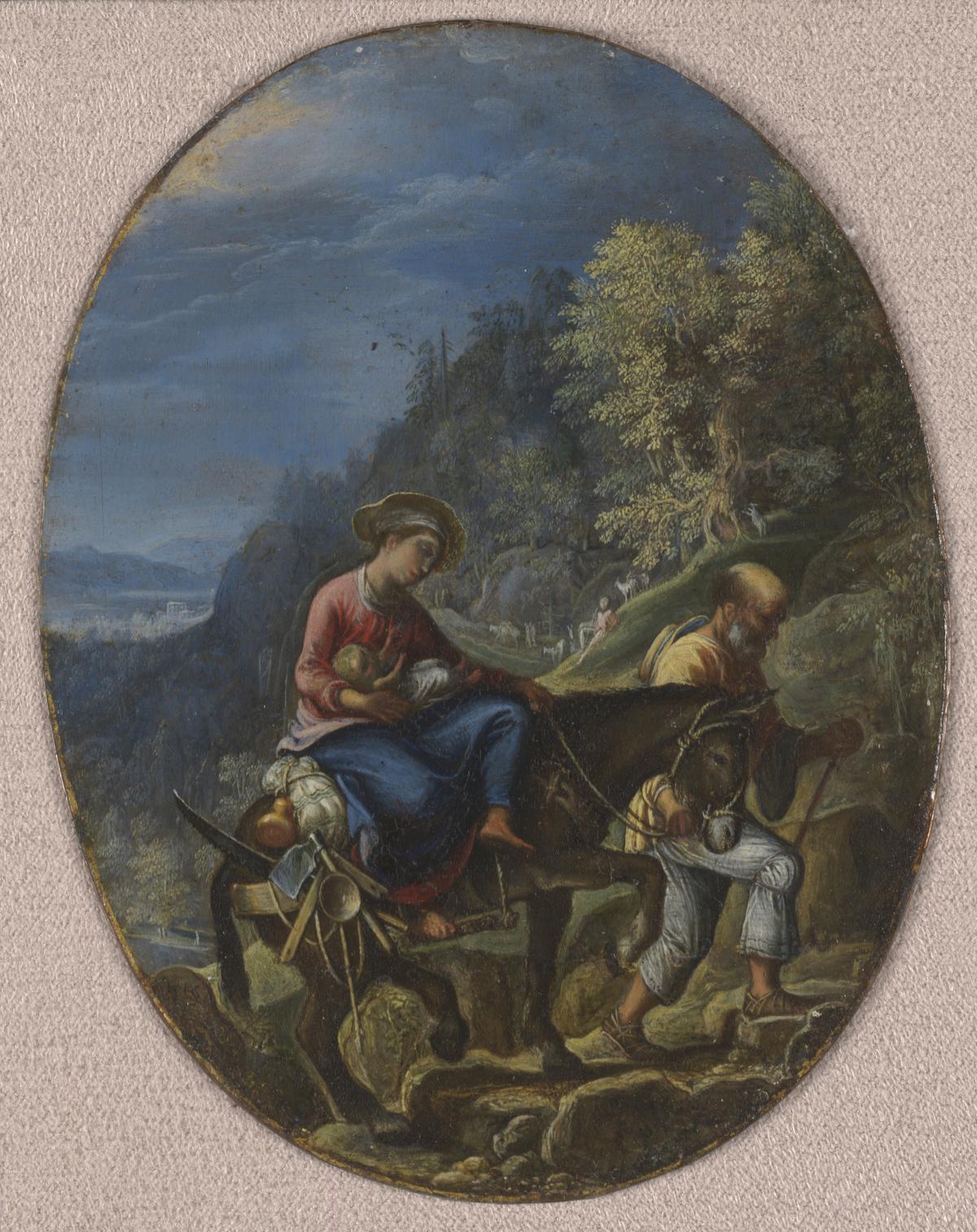 "The Flight Into Egypt," circa 1605, by Adam Elsheimer. Oil on silvered copper; 3 7/8 inches by 3 inches. Kimbell Art Museum, Fort Worth, Texas. (Public Domain)