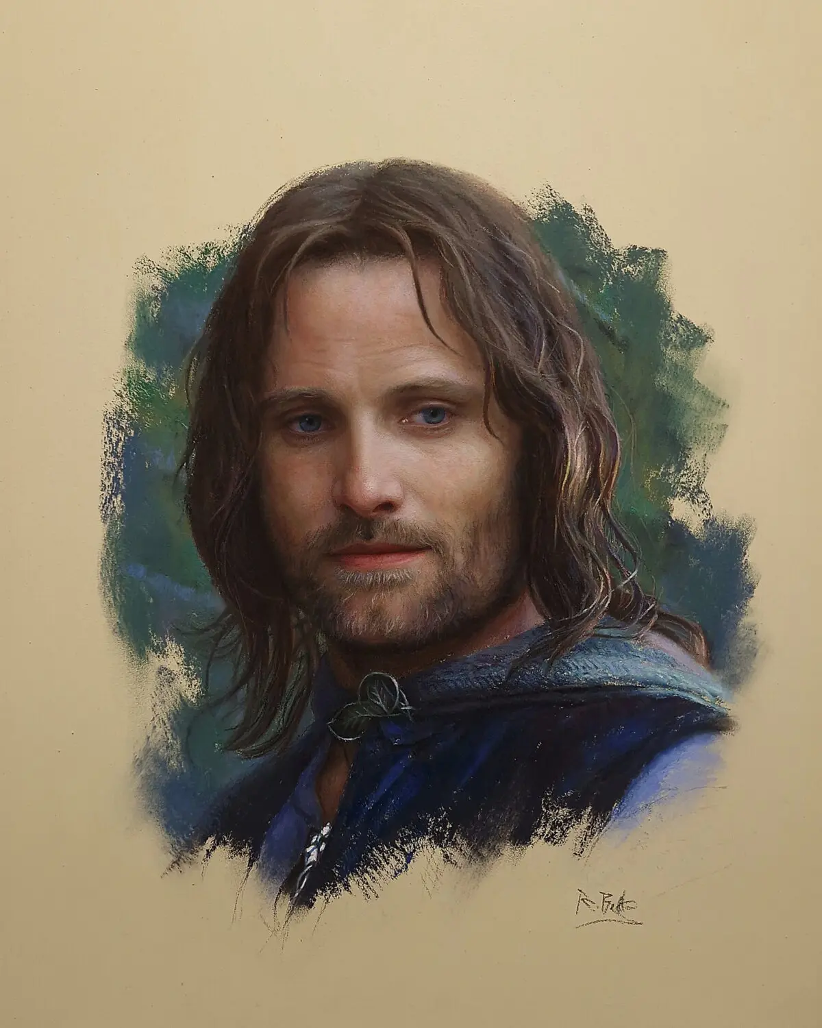 Aragorn, 2025, by Rubén Belloso Adorna. Pastel on pastelmat board; 15 3/4 inches by 19 3/4 inches (Courtesy of Rubén Belloso Adorna)