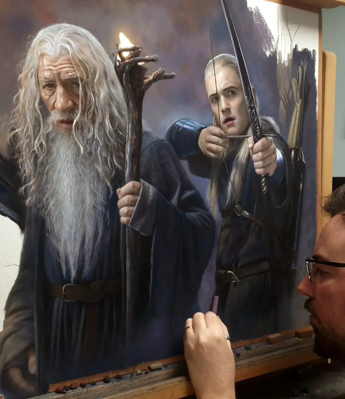 Master pastel painter Rubén Belloso Adorna creates “The Breath of the Deep,” in his studio in Seville, Spain. (Courtesy of Rubén Belloso Adorna)
