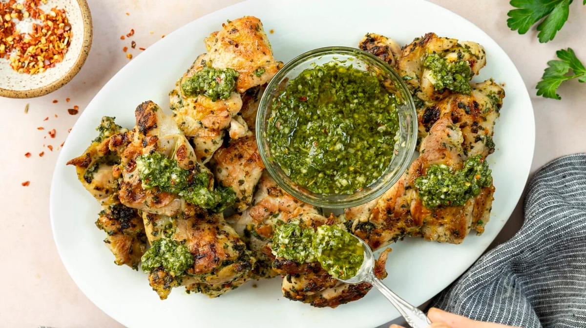Grilled Chimichurri Chicken Thighs
