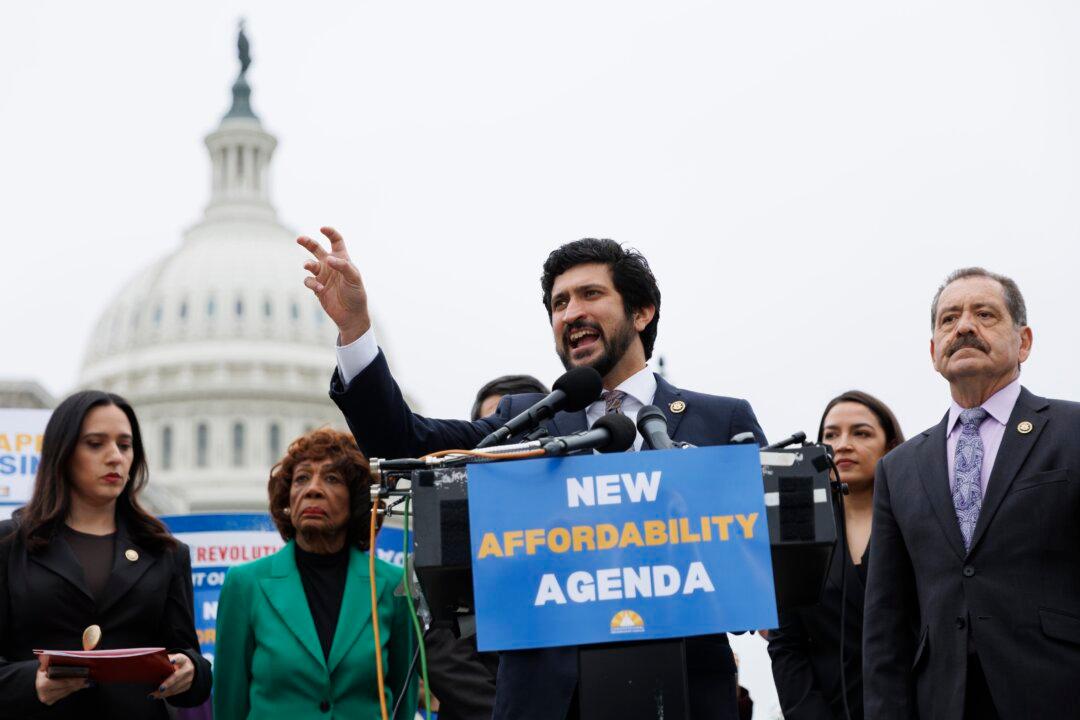 Rep. Greg Casar, (D-TX) joined by fellow Democrats, speaks during a news conference outside the U.S. Capitol in Washington, DC., on April 29, 2026. House Democrats from the Progressive Caucus spoke on camera to roll out a new affordability strategy for Americans. (Tom Brenner/Getty Images)