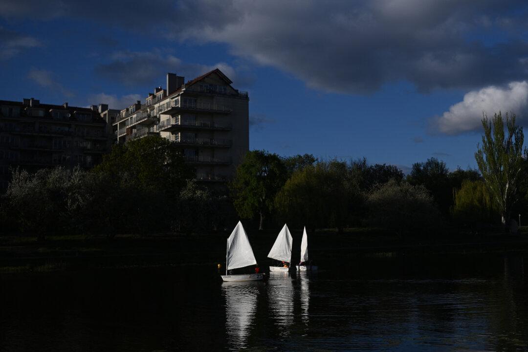 Children practice sailing on a lake in Warsaw, Poland on April 29, 2026. (Sergei Gapon/ AFP via Getty Images)