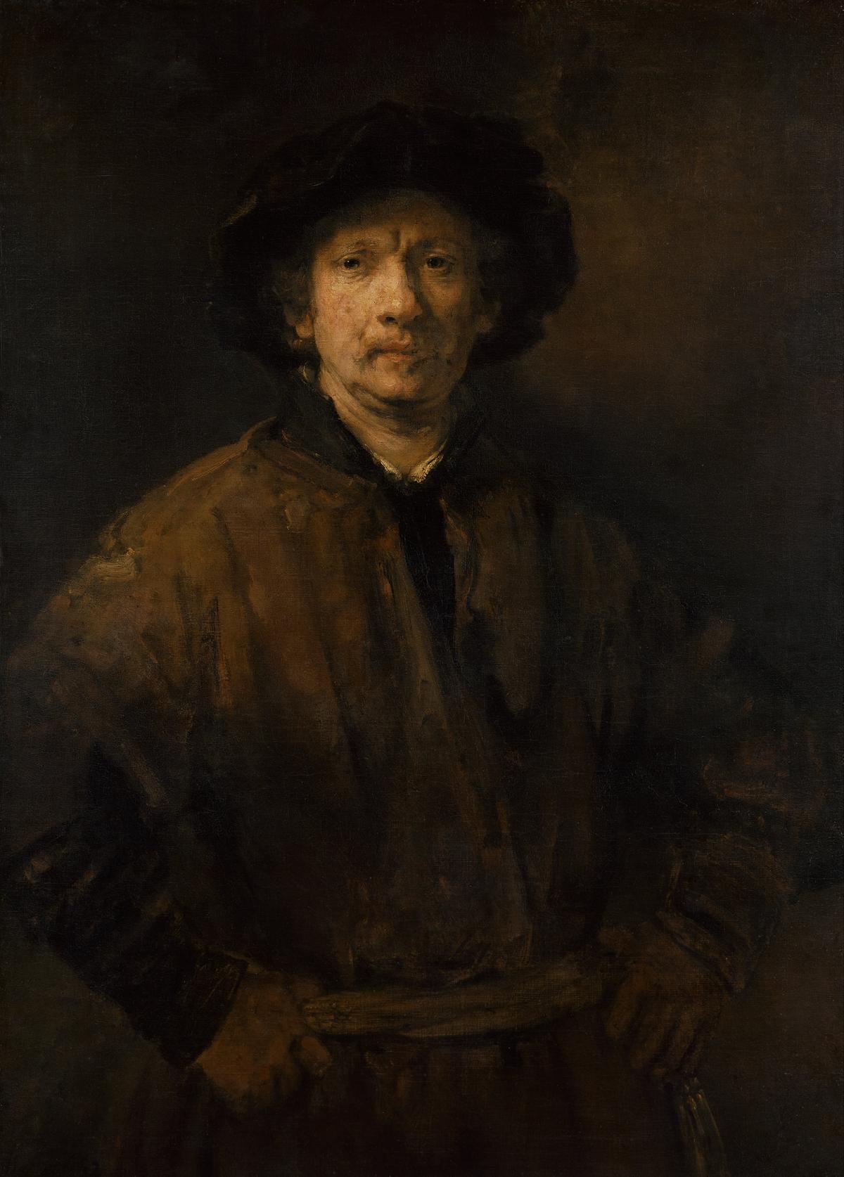 倫勃朗(Rembrandt)的自畫像,1652年作,布面油畫,111.7×81.3cm,維也納藝術史博物館藏。(公有領域)