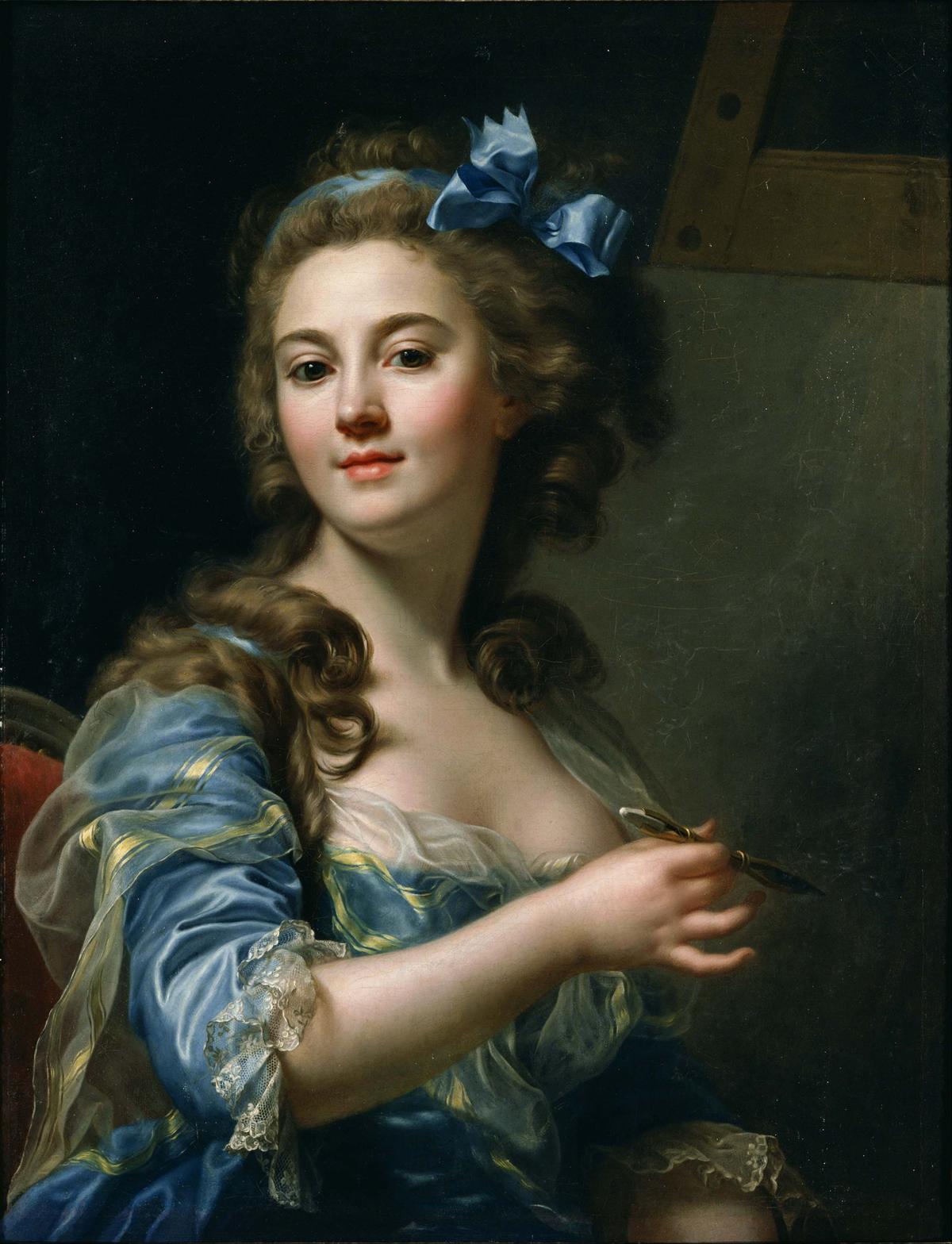 瑪麗-加布里埃爾‧卡佩(Marie-Gabrielle Capet)的自畫像,約1783年作,布面油畫,77.5×59.5cm,東京國立西洋美術館藏。(公有領域)