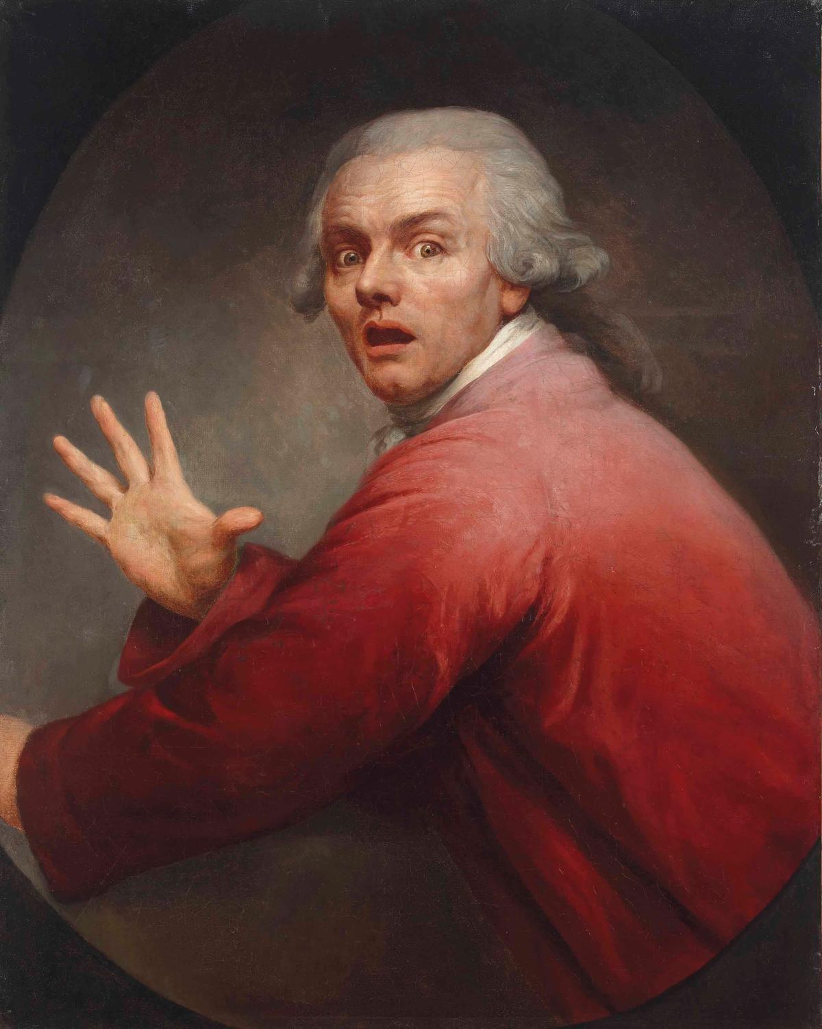 約瑟夫‧迪克勒(Joseph Ducreux)的自畫像,約1790年作,布面油畫,91.4×73.3cm。(公有領域)