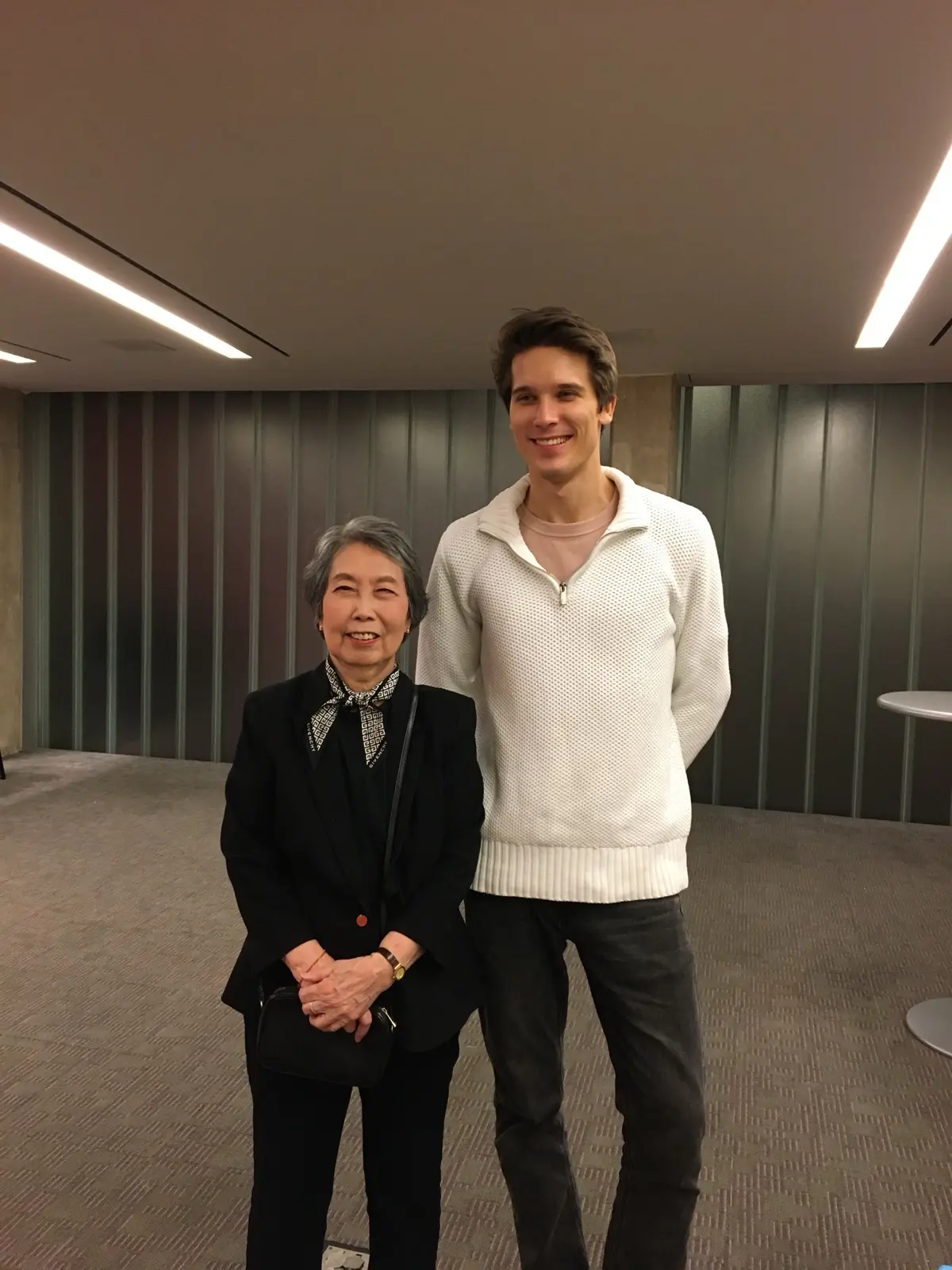 Professor Yao with Vladimir Petrov, the fifth champion, during the seventh competition in 2024. (Courtesy of the Eighth NTD International Piano Competition)