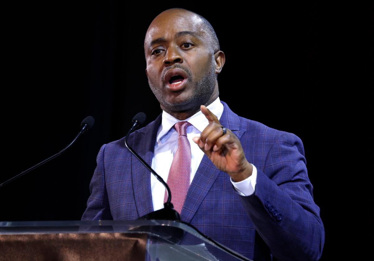 California gubernatorial candidate Democrat Tony Thurmond speaks during the CBS California Gubernatorial Debate at Pomona College in Claremont, Calif., on April 28, 2026. California is holding its upcoming primary election, in which the top two candidates, regardless of party, will advance to the general election, on June 2. (Mario Tama/Getty Images)