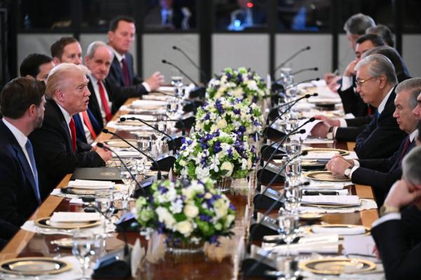 U.S. President Donald Trump speaks during a dinner with Central Asian leaders in the East Room of the White House on Nov. 6, 2025. (Photo by Mandel Ngan/AFP via Getty Images)