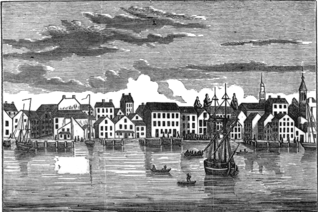 A ship of slaves at the Alexandria, Va., (then-Washington) waterfront in 1836. After Alexandria joined Virginia, the slave trade continued even as the remaining district outlawed it. (American Anti-Slavery Society/Public Domain)
