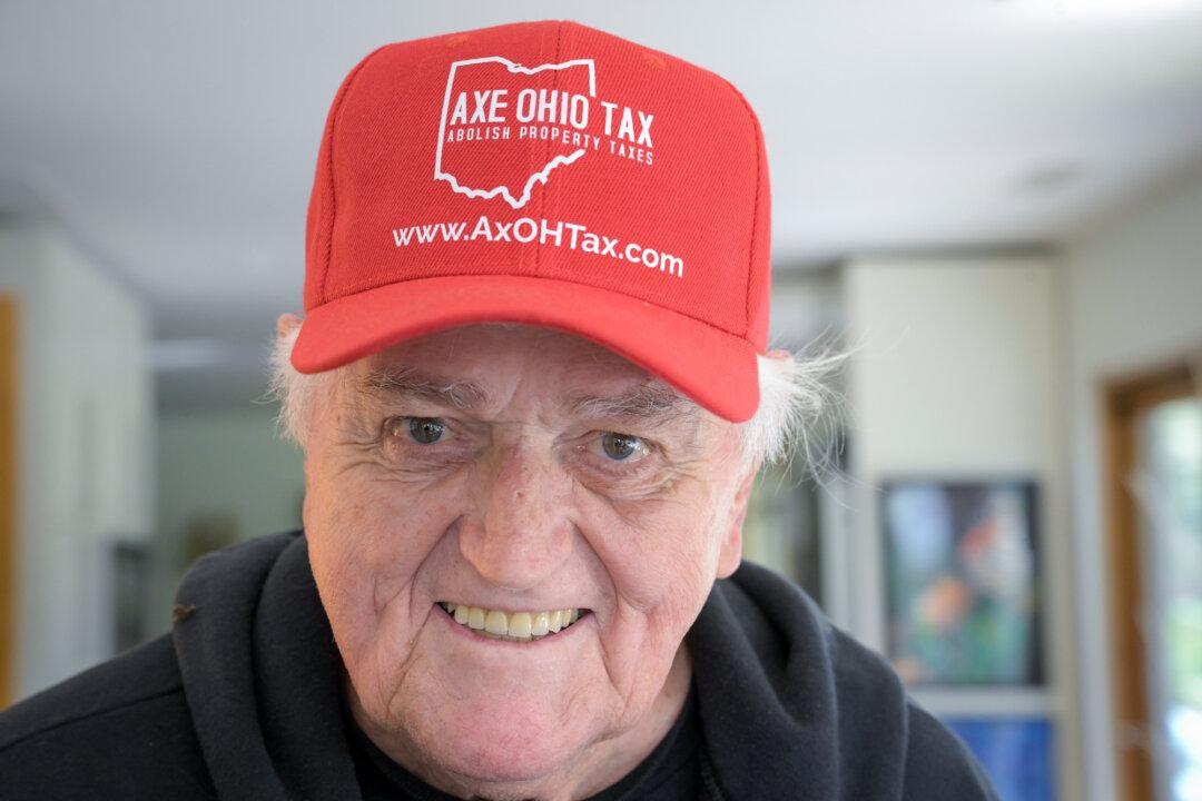 Ron Shumate, 83, a resident and homeowner of Springfield Township in Hamilton County, Ohio, on April 21, 2026. Shumate, a volunteer with Blackmarr’s group, helps to collect signatures to place a measure abolishing property taxes on the ballot. (Glenn Hartong for The Epoch Times)