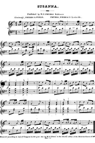 A page of sheet music for “Oh Susanna” by Stephen Foster. (Everett Collection/Shutterstock)