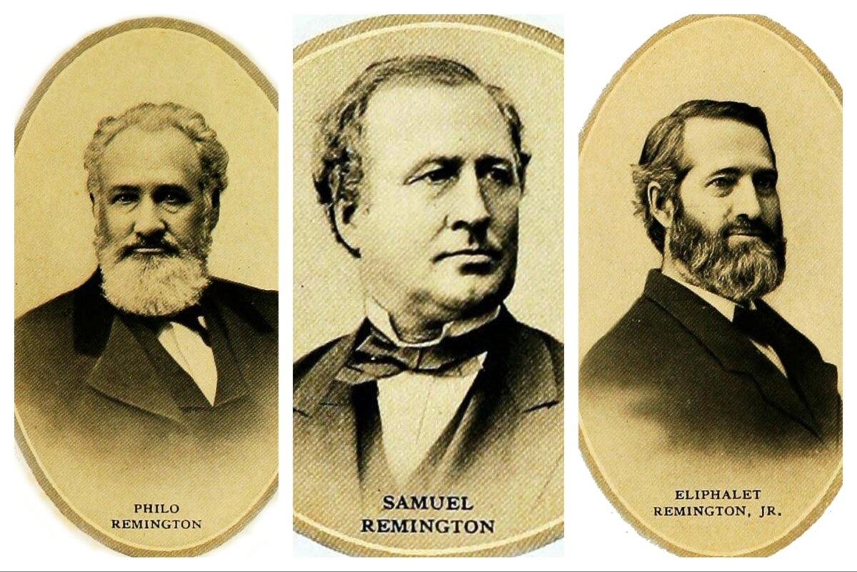 The sons of Eliphalet Remington II. Left to Right: Philo, Samuel, and Eliphalet III. (Public Domain)